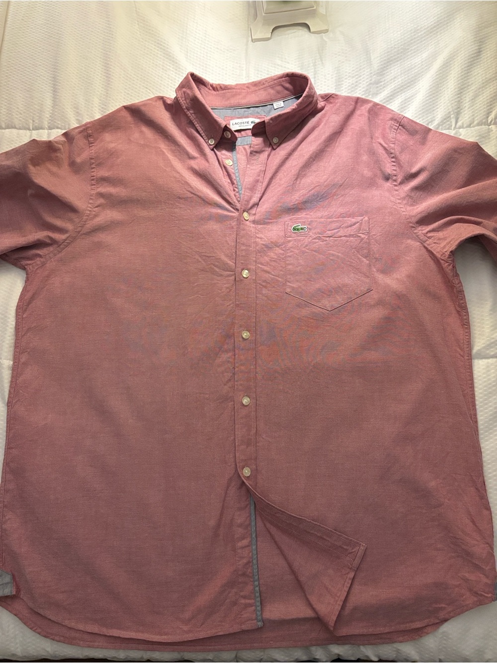 Lacoste Men's Button-Down Shirt in Dusty Rose/red